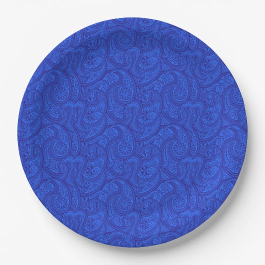 Blue Paisley Papieren Bordje (Voorkant)
