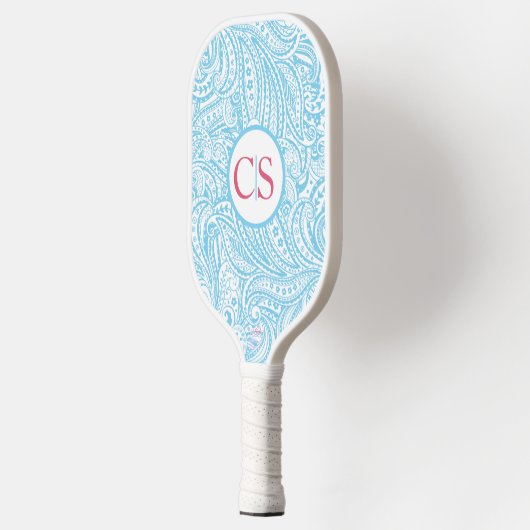 Blue Paisley Pattern and Pink Mongram Pickleball Paddle (Links)