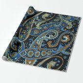 Blue  Paisley Pattern Cadeaupapier (Uitgerold)