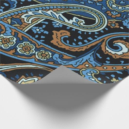 Blue  Paisley Pattern Cadeaupapier (Hoek)