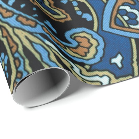 Blue  Paisley Pattern Cadeaupapier (Rol Hoek)