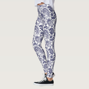 Blue Paisley Pattern Leggings