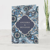 Blue Paisley Pattern QR Code Indian Wedding (Voorkant)