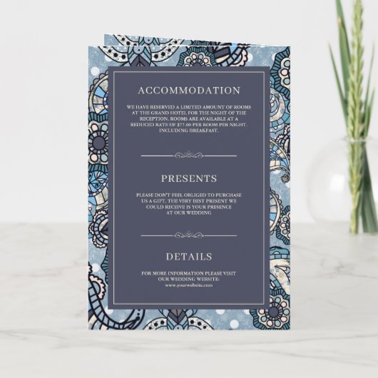 Blue Paisley Pattern QR Code Indian Wedding (Achterkant)