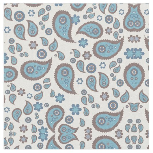 Blue Paisley Patterned Fabric Stof (Close Up)