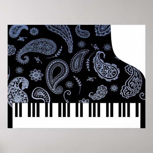 Blue Paisley Piano Poster (Voorkant)