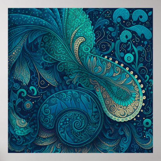 Blue Paisley Poster 1 (Voorkant)