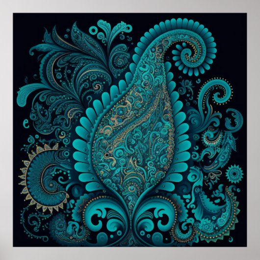 Blue Paisley Poster 2 (Voorkant)