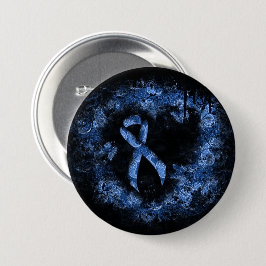 Blue Paisley Ribbon Grunge Heart Ronde Button 7,6 Cm (Voorkant /achterkant)
