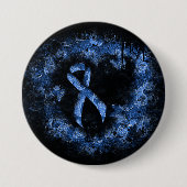 Blue Paisley Ribbon Grunge Heart Ronde Button 7,6 Cm (Voorkant)