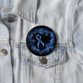Blue Paisley Ribbon Grunge Heart Ronde Button 7,6 Cm (In situ)