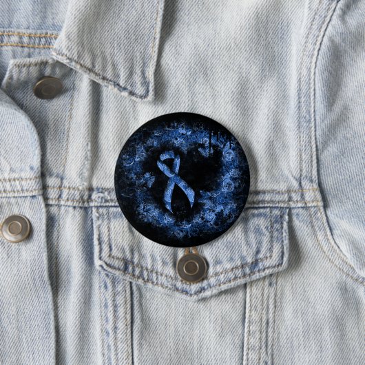 Blue Paisley Ribbon Grunge Heart Ronde Button 7,6 Cm (In situ)
