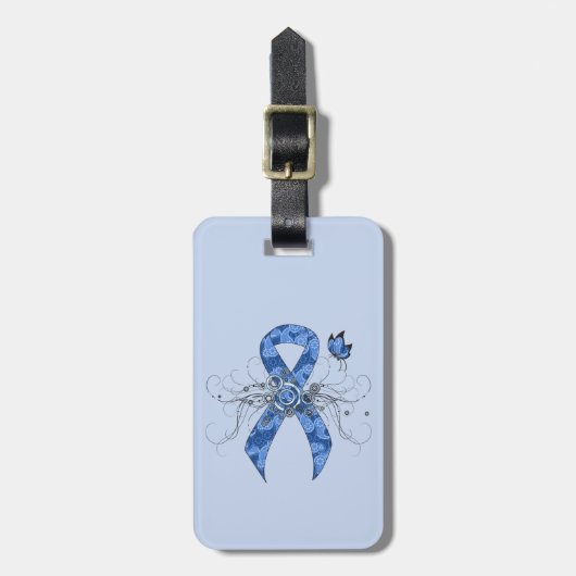 Blue Paisley Ribbon met Butterfly Bagagelabel (Voorkant verticaal)
