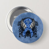 Blue Paisley Ribbon met Wings Ronde Button 7,6 Cm (Voorkant /achterkant)