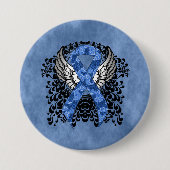 Blue Paisley Ribbon met Wings Ronde Button 7,6 Cm (Voorkant)