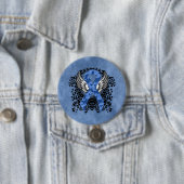 Blue Paisley Ribbon met Wings Ronde Button 7,6 Cm (In situ)