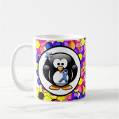 Blue Paisley Ribbon Penguin Koffiemok (Links)