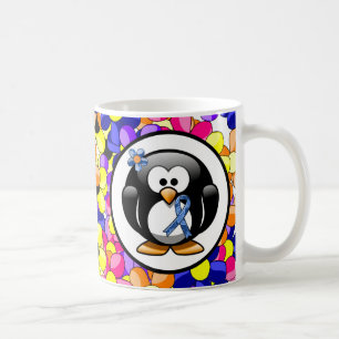 Blue Paisley Ribbon Penguin Koffiemok