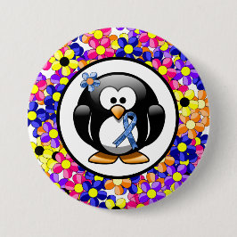 Blue Paisley Ribbon Penguin Ronde Button 7,6 Cm