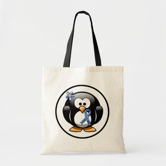 Blue Paisley Ribbon Penguin Tote Bag (Voorkant)