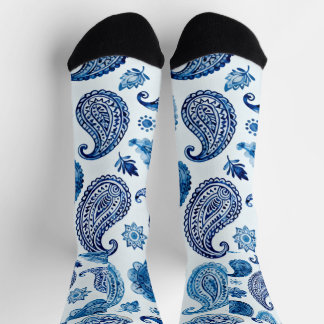 Blue Paisley Socks for Women Sokken