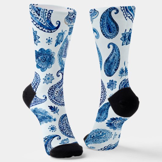 Blue Paisley Socks for Women Sokken (Gebogen)