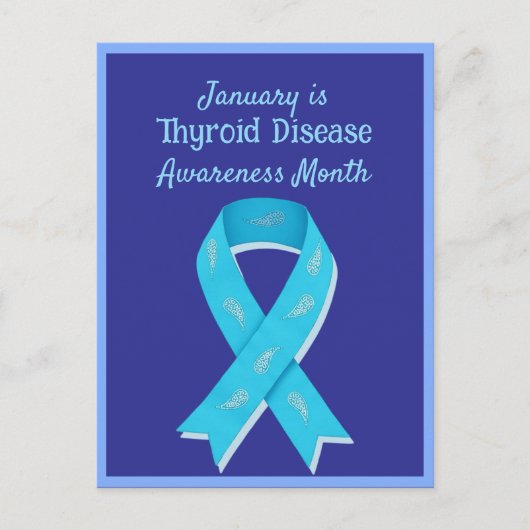 Blue Paisley Thyroid Cancer Awareness Briefkaart (Voorkant)