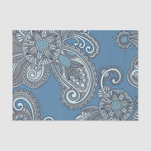 Blue Paisley Tissue Paper Tissuepapier (Voorkant)