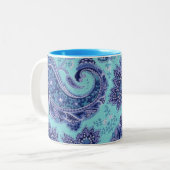 Blue Paisley Tweekleurige Koffiemok (Voorkant links)