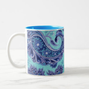 Blue Paisley Tweekleurige Koffiemok
