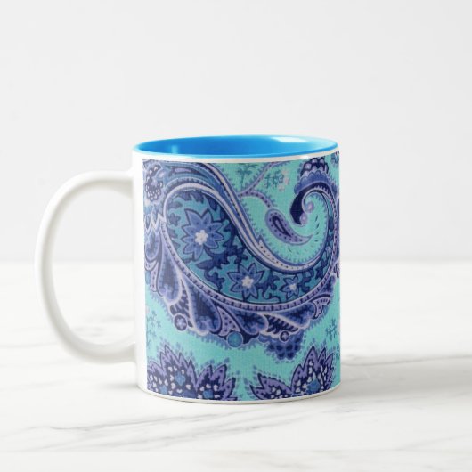Blue Paisley Tweekleurige Koffiemok (Links)