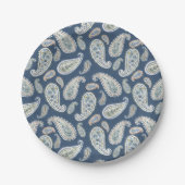 Blue Paisley Waterverf Pattern Papieren Bordje (Voorkant)