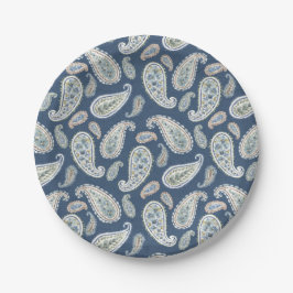 Blue Paisley Waterverf Pattern Papieren Bordje