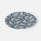 Blue Paisley Waterverf Pattern Papieren Bordje (Gekanteld)