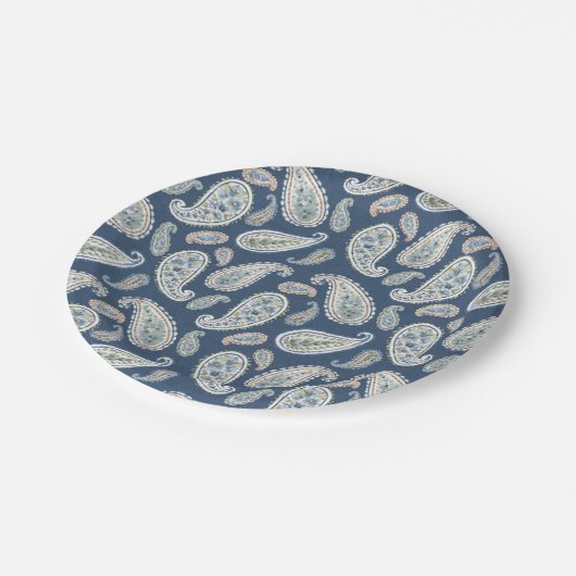 Blue Paisley Waterverf Pattern Papieren Bordje (Gekanteld)