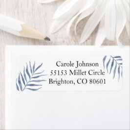 Blue Palm Branches Return Address Label