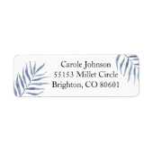 Blue Palm Branches Return Address Label (Voorkant)