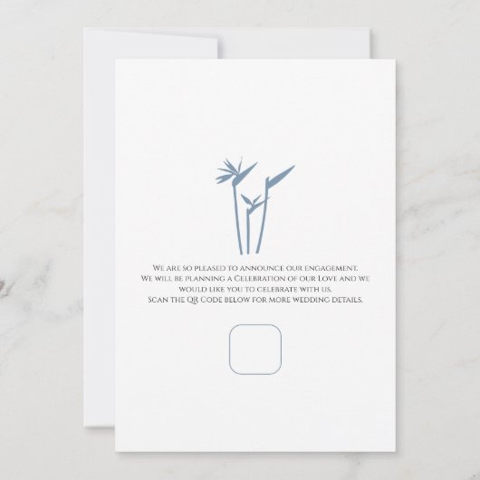 Blue Palm Flat Save The Date Kaart (Achterkant)