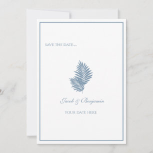 Blue Palm Flat Save The Date Kaart
