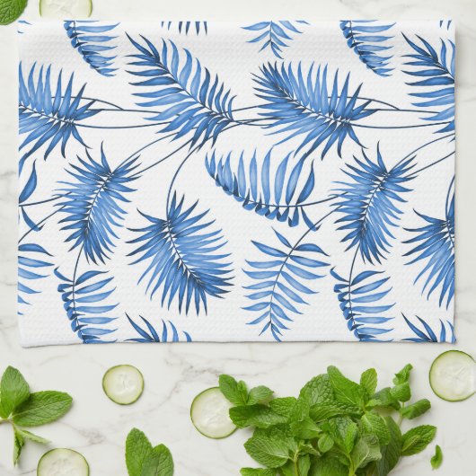 Blue Palm Kitchen Towel Theedoek (Gevouwen)