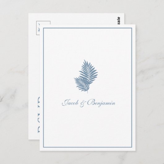 Blue Palm RSVP Briefkaart Invoegen (Voorkant / Achterkant)