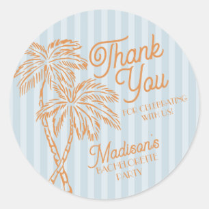 Blue Palm Spring Pastel Beach Party Favoriet Ronde Sticker