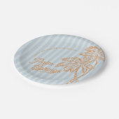 Blue Palm Spring Pastel Beach Party Favorieten Papieren Bordje (Gekanteld)