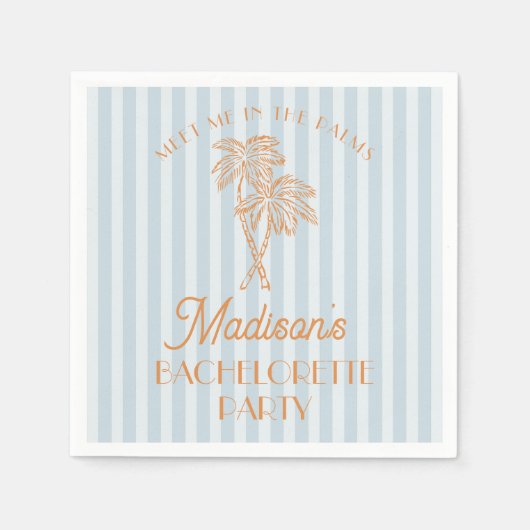 Blue Palm Spring Pastel Beach vrijgezellenfeest Servet (Voorkant)