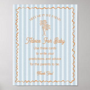 Blue Palm Springs Pastel Beach Advies voor Baby Poster