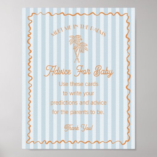 Blue Palm Springs Pastel Beach Advies voor Baby Poster (Voorkant)