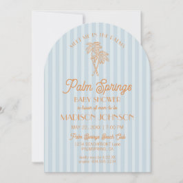 Blue Palm Springs Pastel Beach Cabana Baby shower Kaart