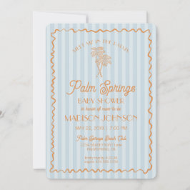 Blue Palm Springs Pastel Beach Cabana Baby shower Kaart