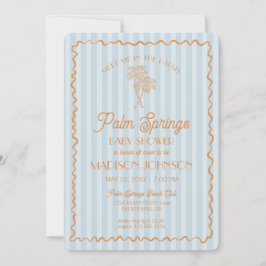 Blue Palm Springs Pastel Beach Cabana Baby shower Kaart