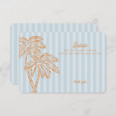 Blue Palm Springs Pastel Beach Details Invoegen Informatiekaartje (Voorkant / Achterkant)